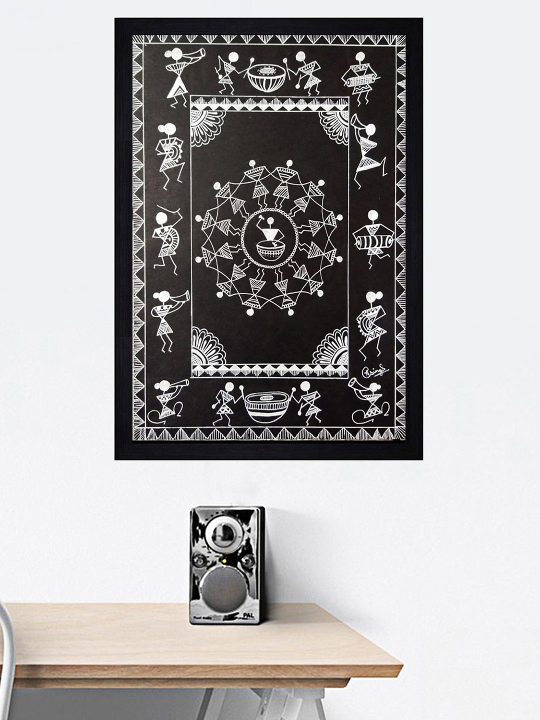 Gallery99 Black & White Warli Art Framed Wall Painting Price in India