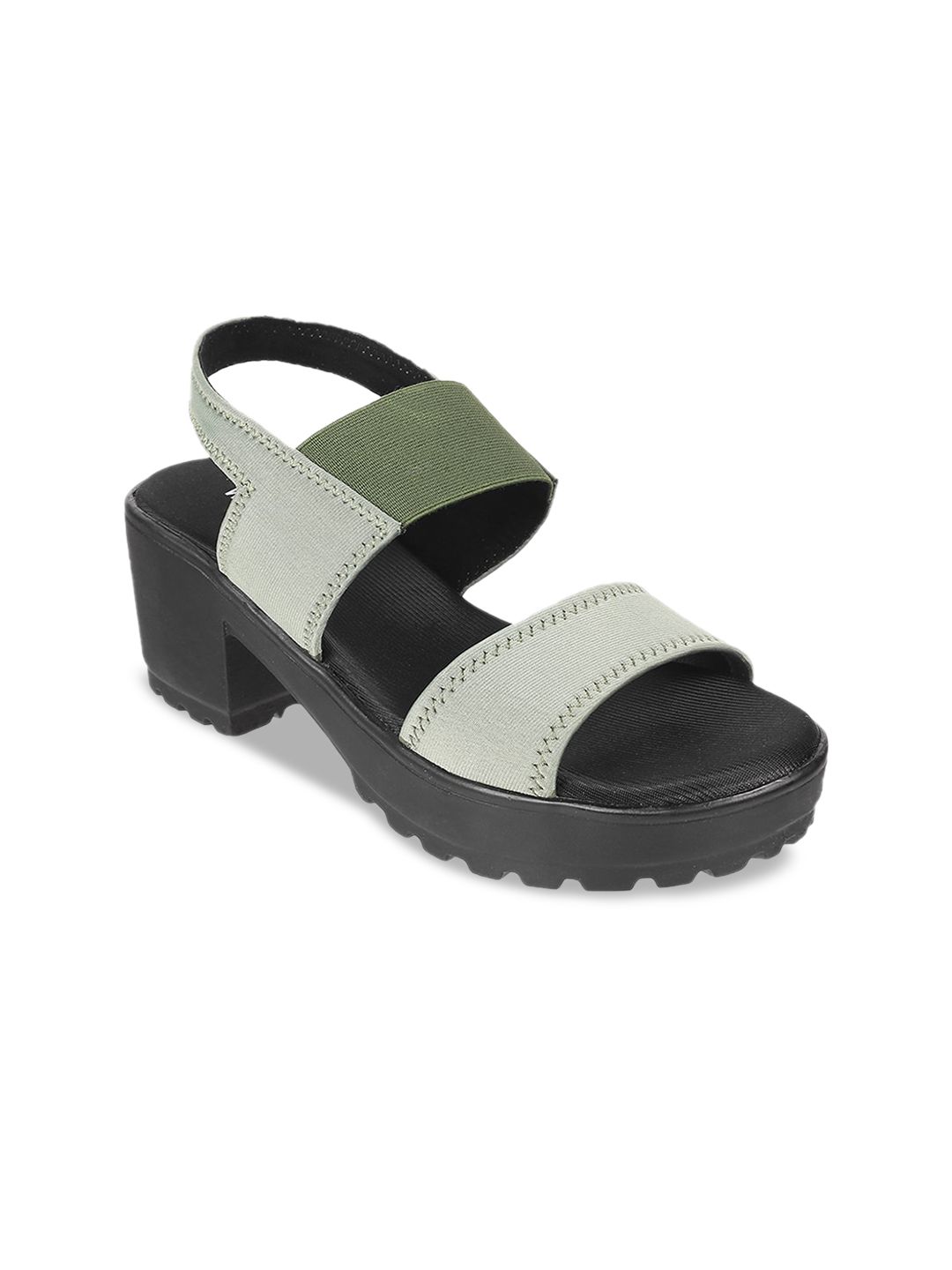 WALKWAY by Metro Green Colourblocked Platform Sandals Price in India