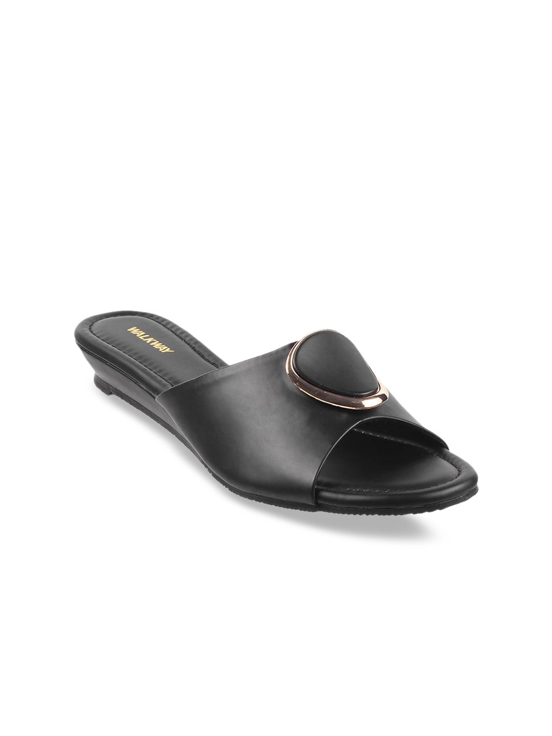 WALKWAY by Metro Black Wedge Sandals Price in India