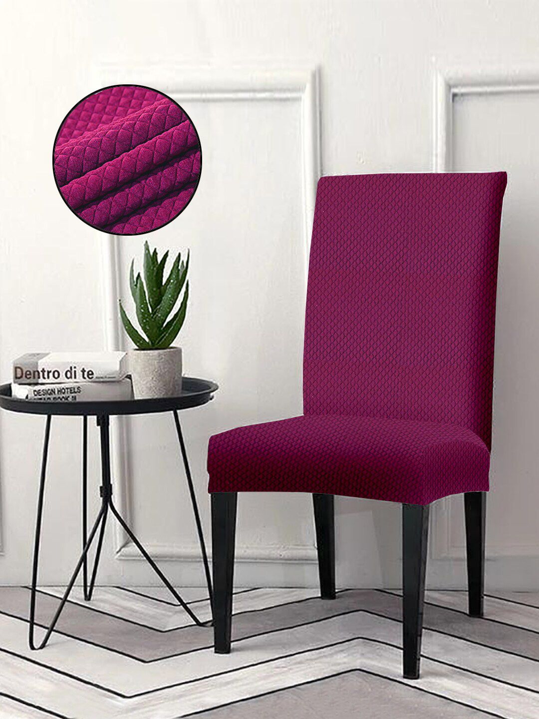 Cortina Set of 4 Purple Chair Cover Price in India
