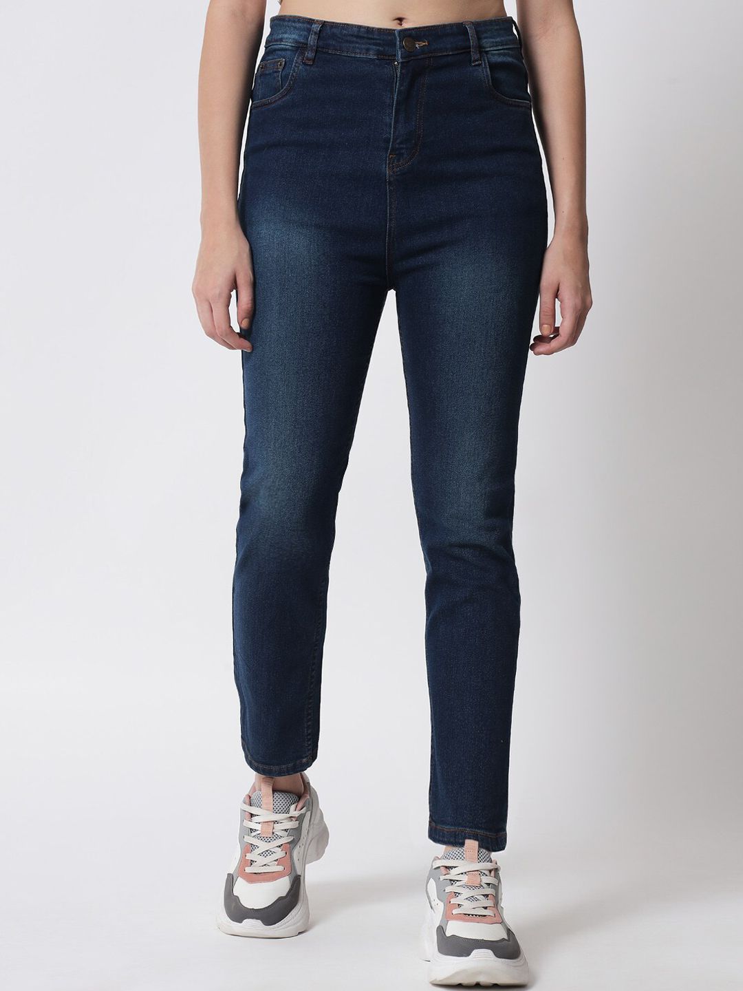 Q-rious Women Blue High-Rise Light Fade Stretchable Jeans Price in India