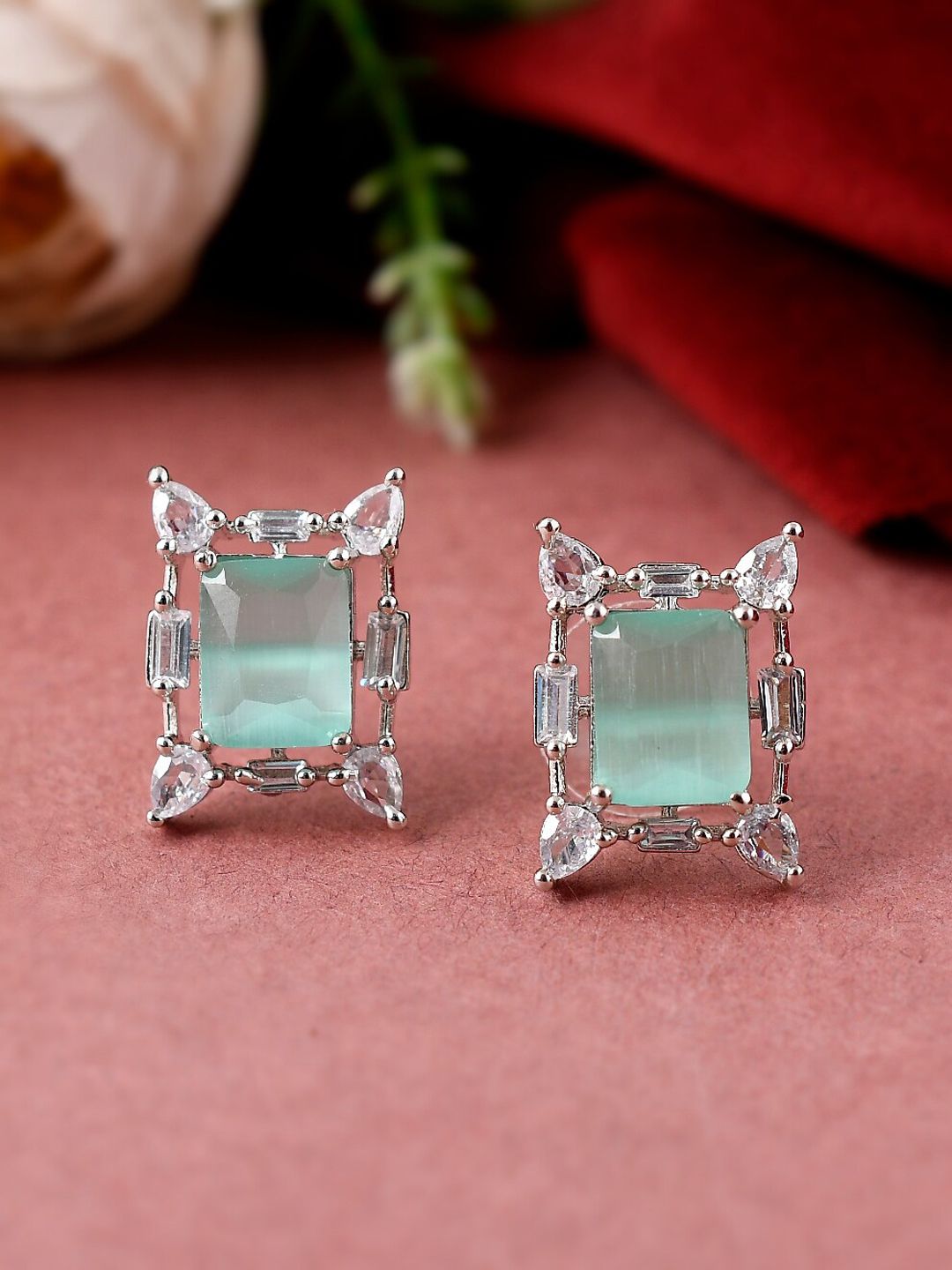 Shoshaa Green Contemporary Studs Earrings Price in India