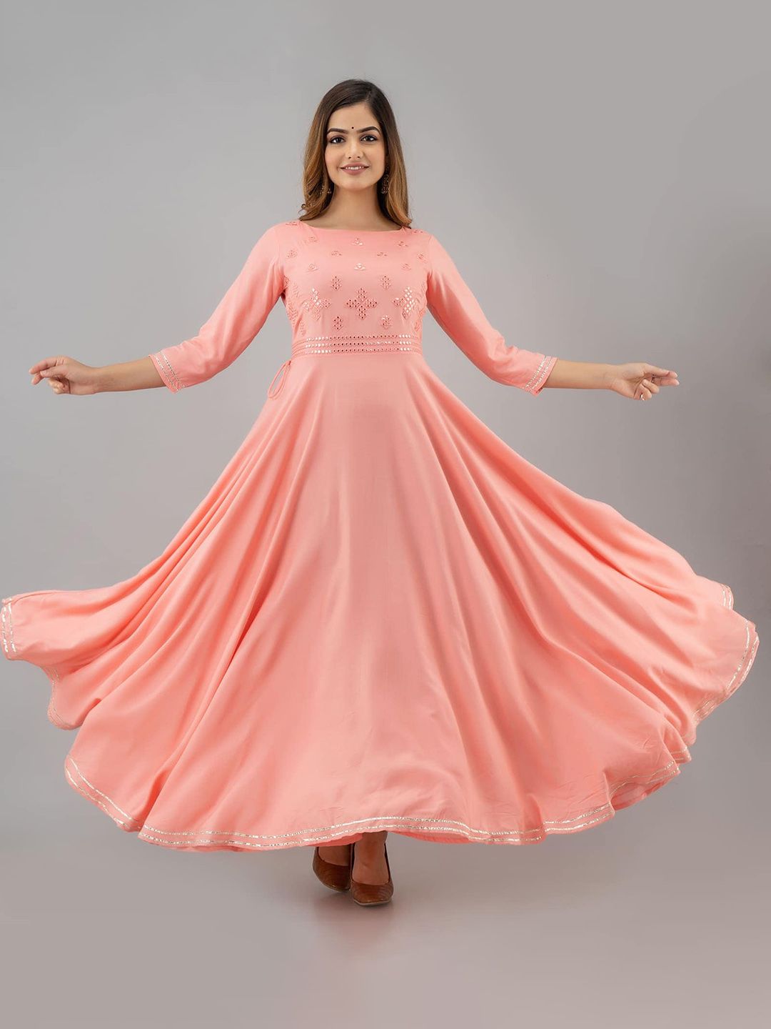 KIMAYRA Women Pink Yoke Design Anarkali Kurta Price in India