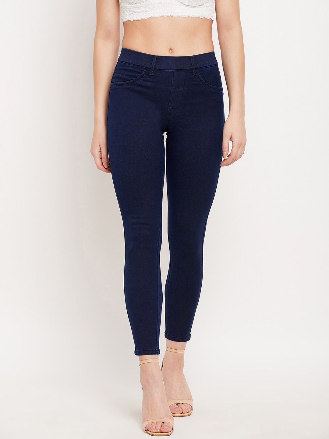 Madame Women  cotton Navy Blue Jeans Price in India