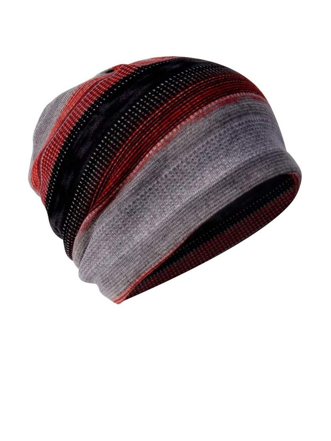 YOUSTYLO Unisex Red & Grey Printed Beanie Price in India