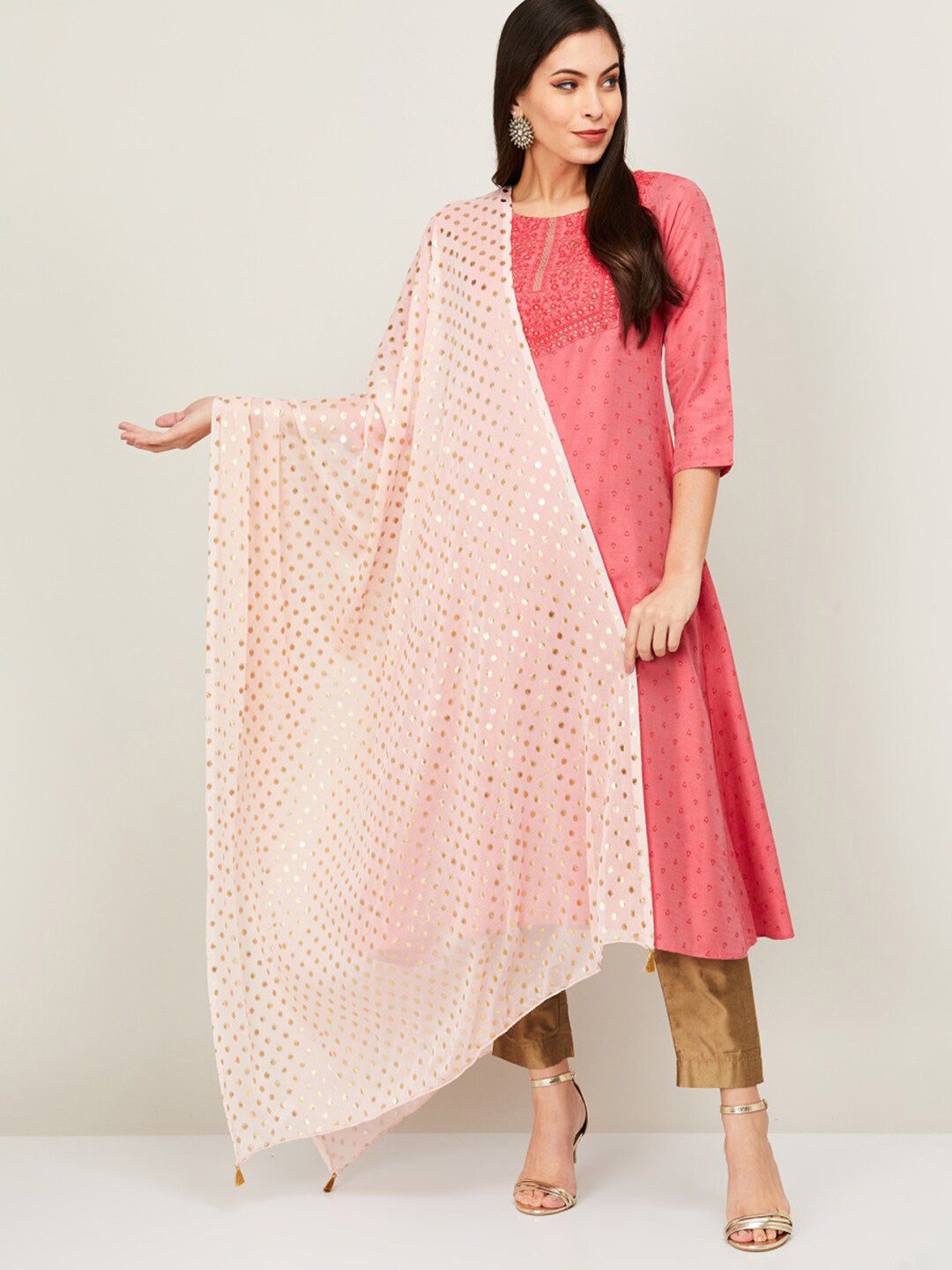 Melange by Lifestyle Women Pink Dupatta Price in India