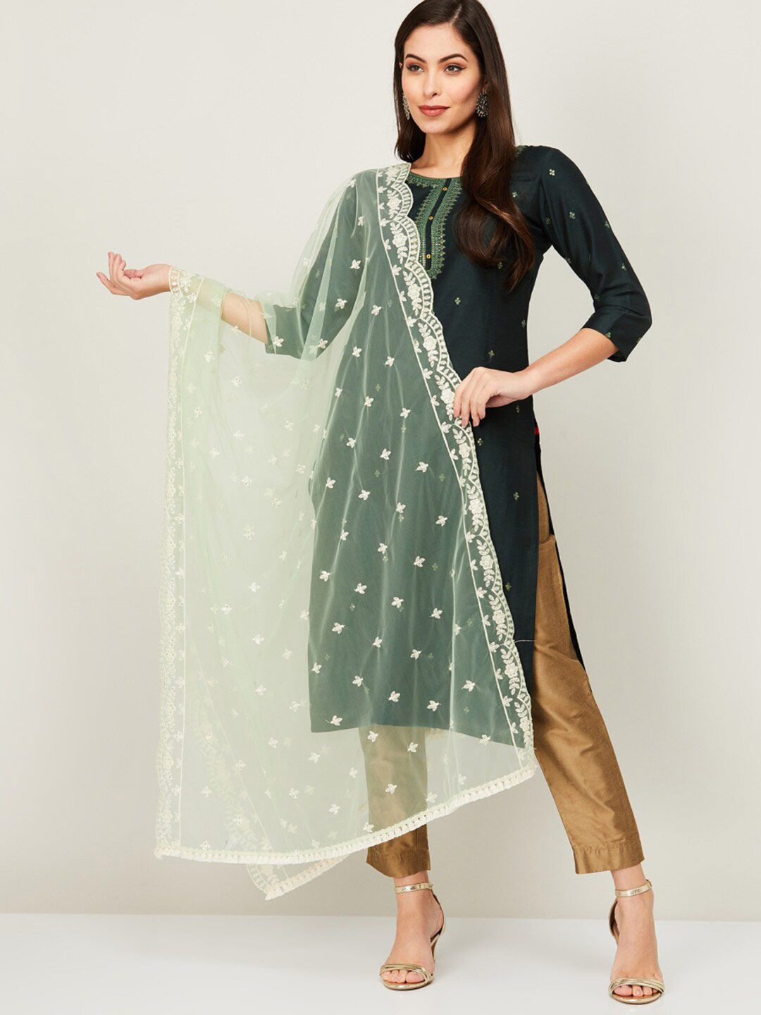 Melange by Lifestyle Women Green Dupatta Price in India