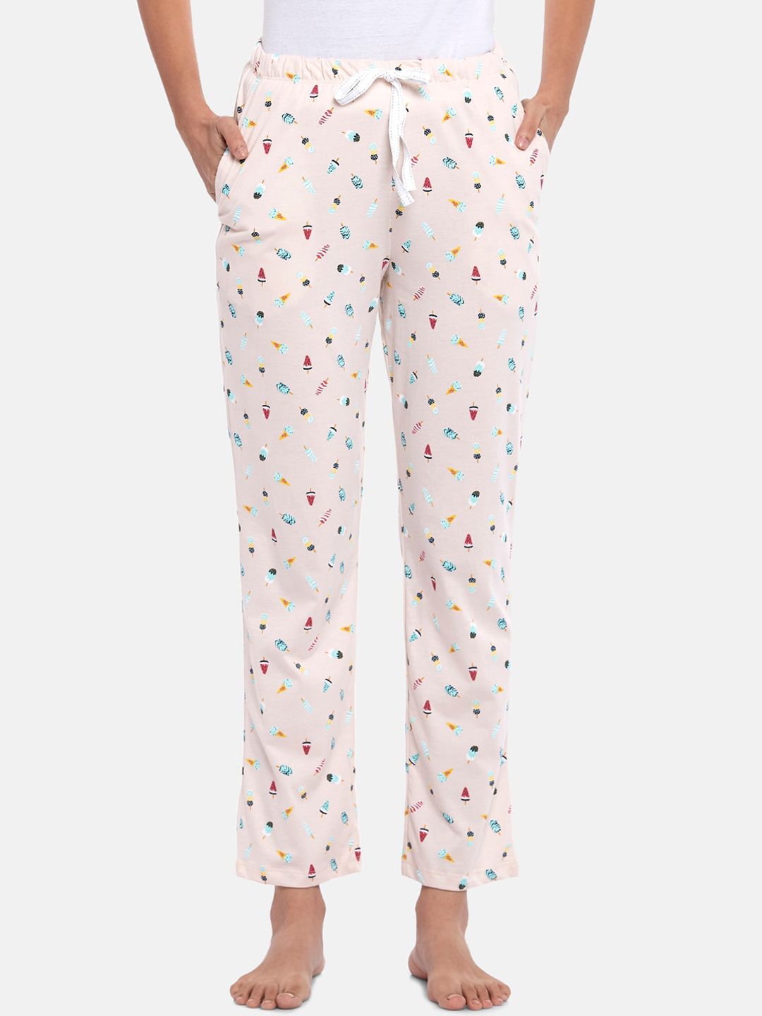 Dreamz by Pantaloons Women Pink Printed Cotton Lounge Pants Price in India