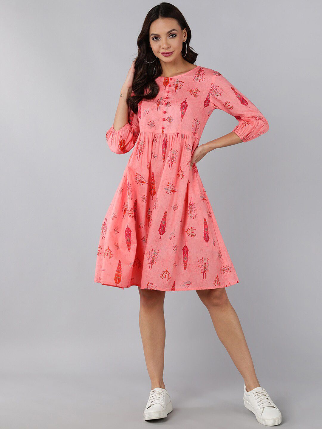 AHIKA Pink Floral Dress Price in India