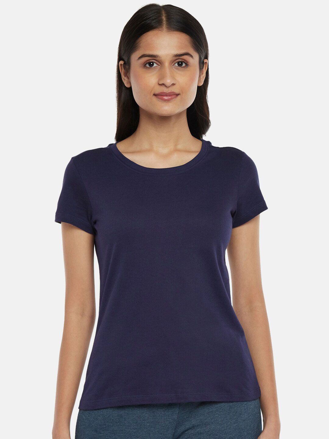Dreamz by Pantaloons Women Navy Blue Solid Lounge tshirt Price in India