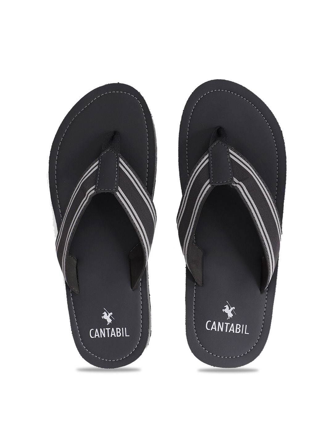 Cantabil Men Grey & White Striped Slip-On