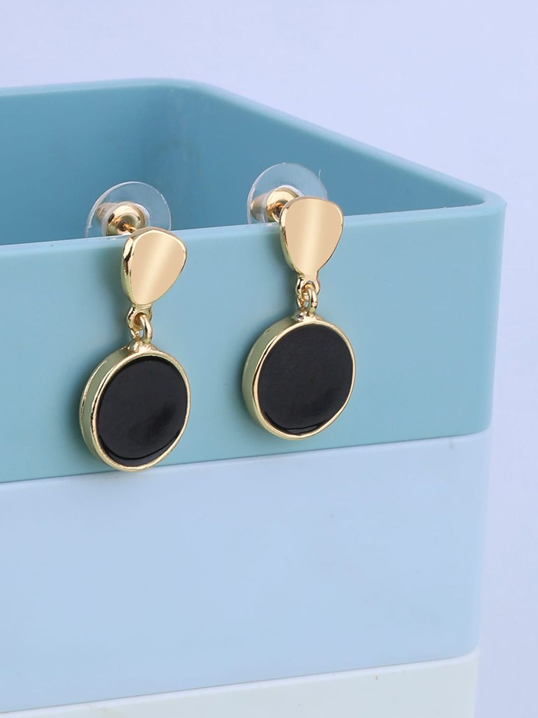 Silver Shine Black Contemporary Studs Earrings Price in India