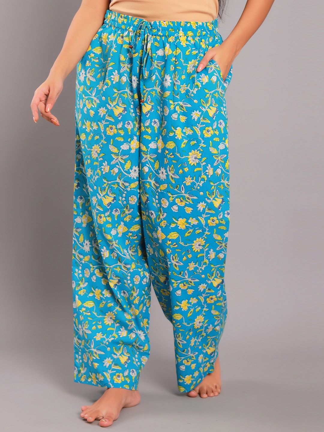 GAURANCHE Women Blue Printed Lounge Pants Price in India