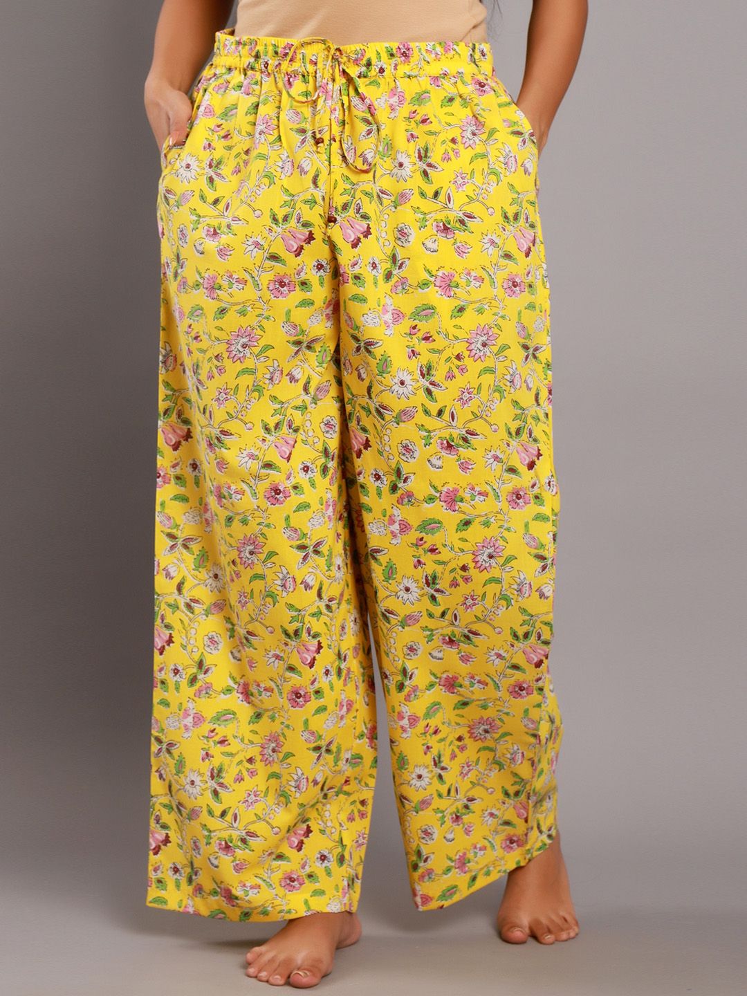 GAURANCHE Women Yellow Floral Print Pyjamas Price in India