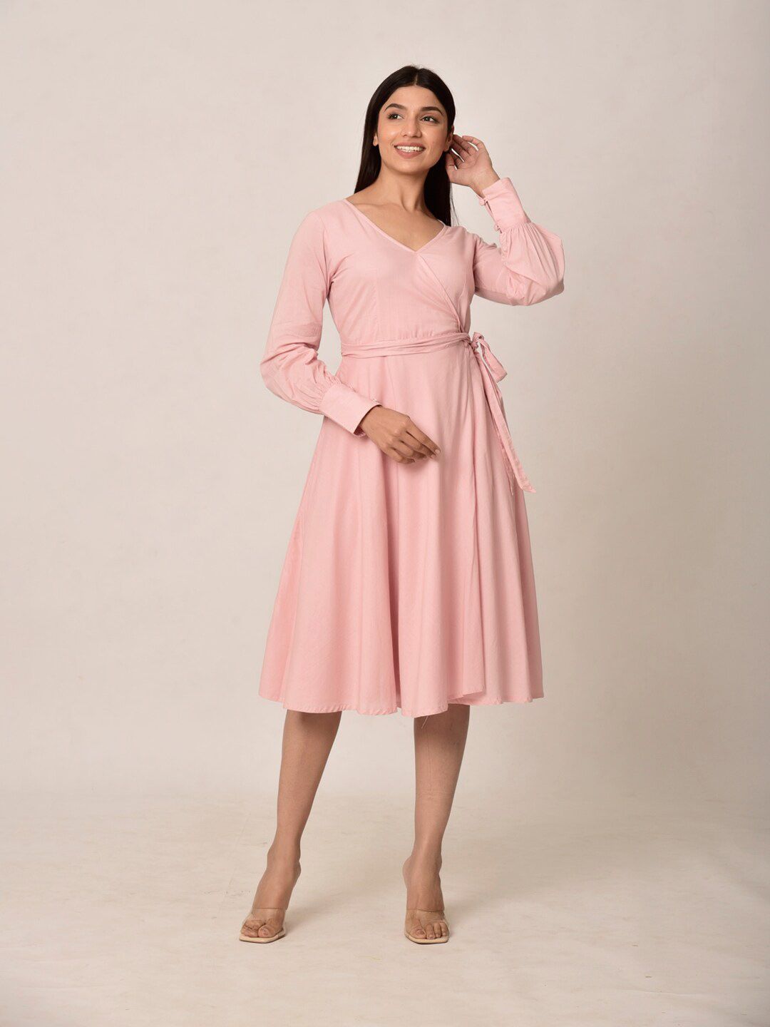 Ikk Kudi by Seerat  cotton Pink Midi Dress Price in India