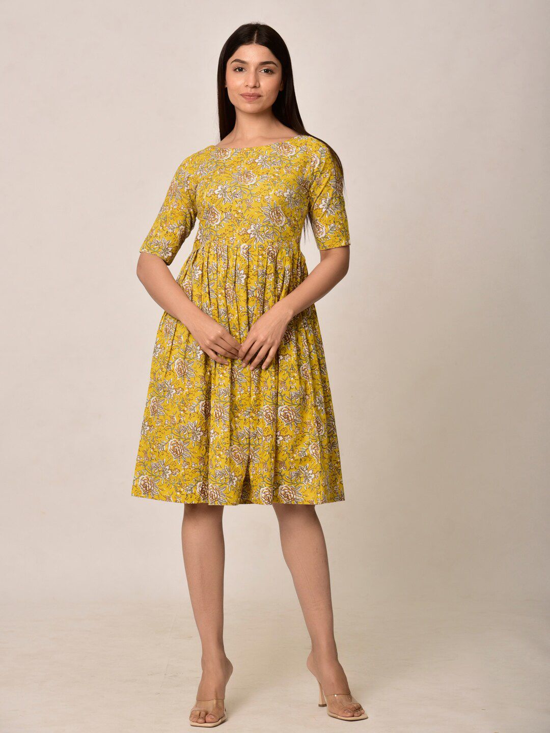 Ikk Kudi by Seerat Yellow Floral Dress Price in India