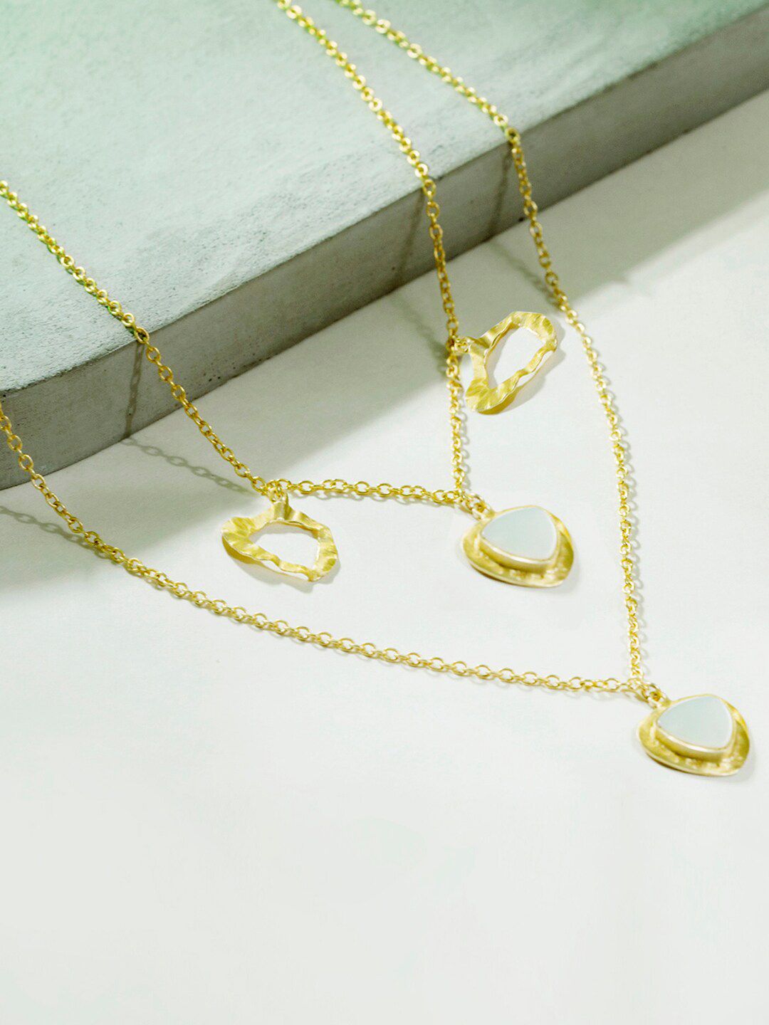 Mikoto by FableStreet Gold-Toned & White Brass Gold-Plated Handcrafted Necklace Price in India