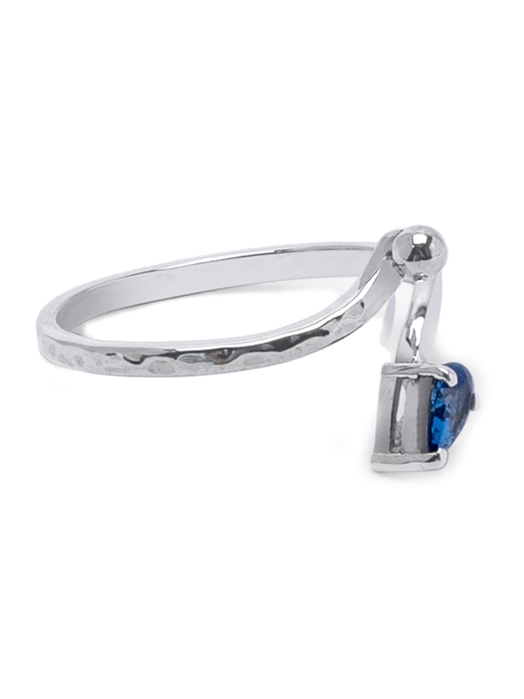 Mikoto by FableStreet Silver-Plated Blue Pear Sterling Silver Ring Price in India