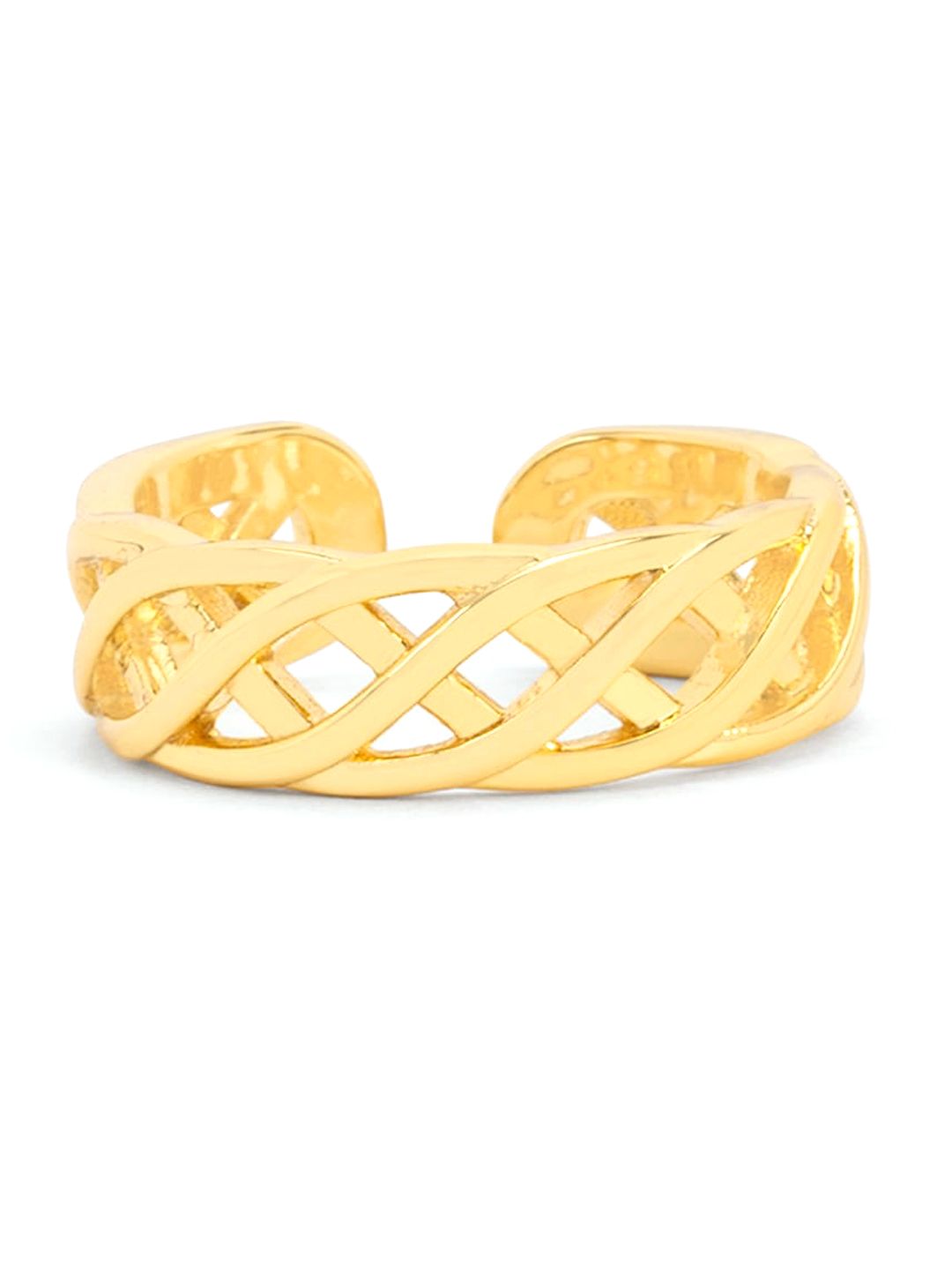 Mikoto by FableStreet Gold Plated Criss Cross Adjustable Ring Price in India