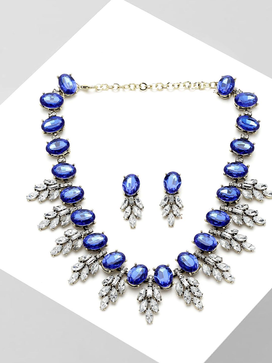 AVANT-GARDE PARIS Blue & Transparent Gold-Plated Antique Necklace Price in India