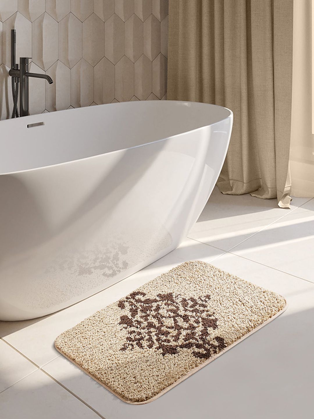 OBSESSIONS Beige Anti-Skid 1400 GSM Bath Rugs Price in India