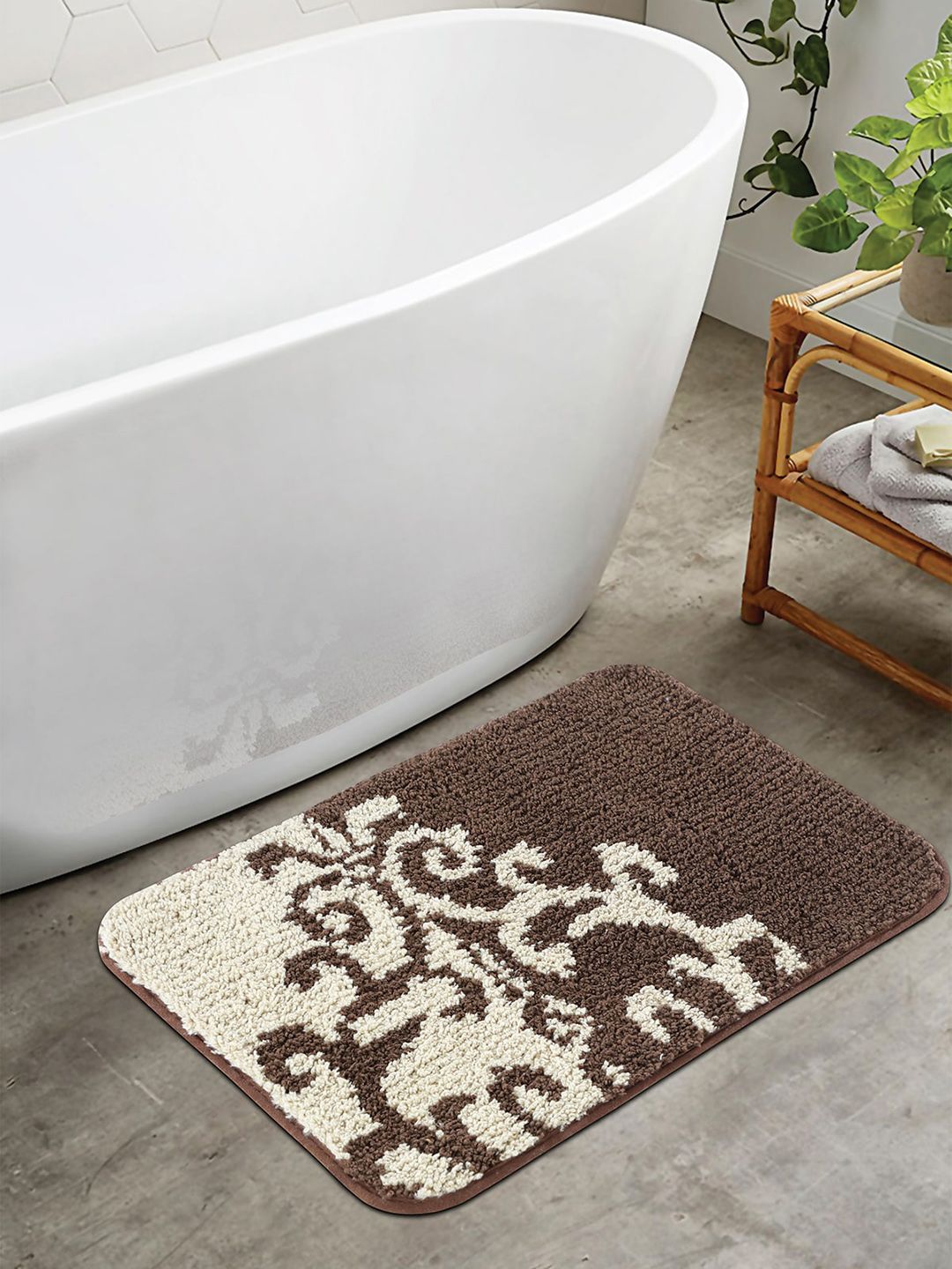 OBSESSIONS Brown 1400 GSM Antiskid Bath Rugs Price in India