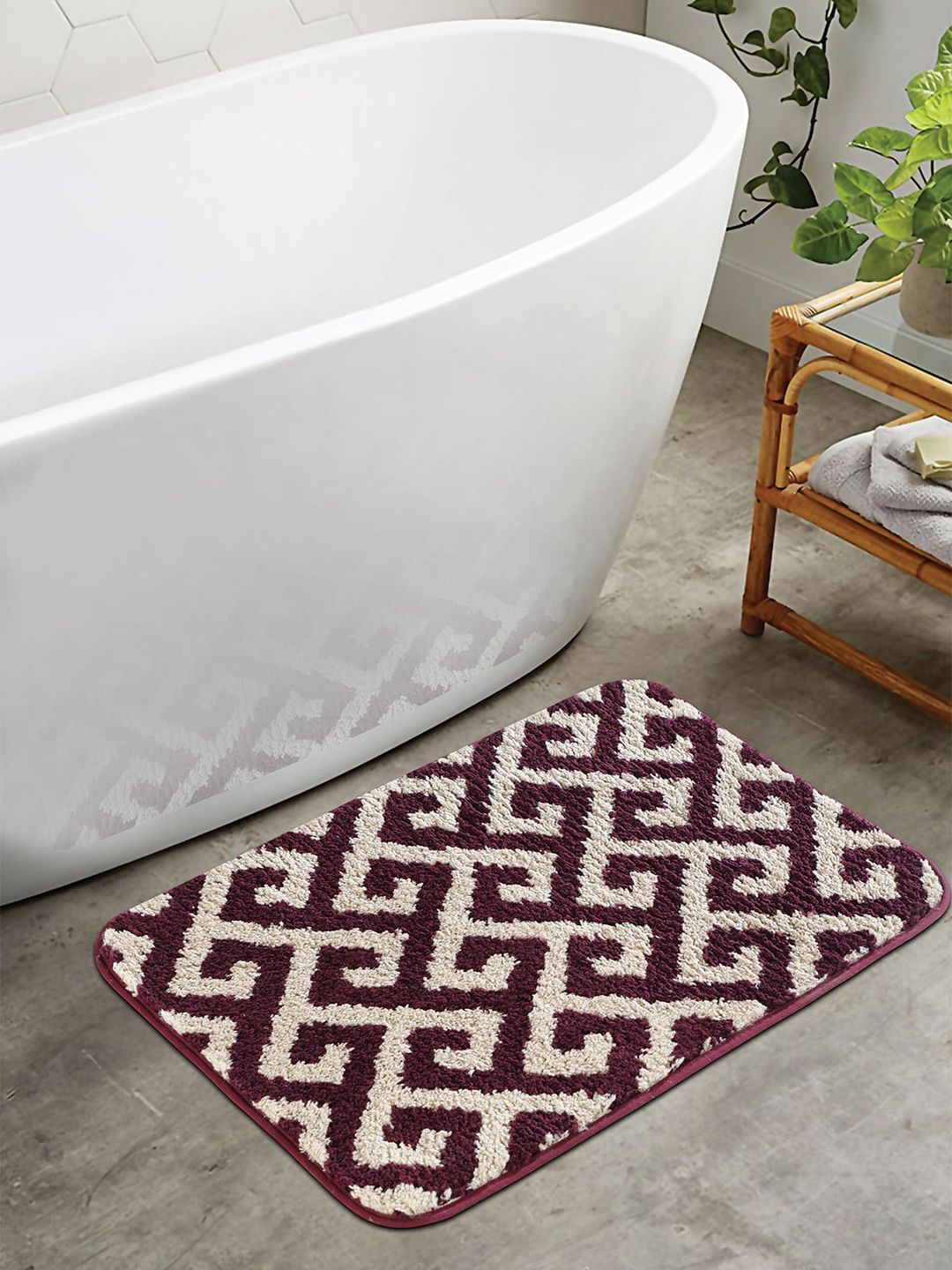 OBSESSIONS Red 1400 GSM Anti-Skid Bath Rugs Price in India