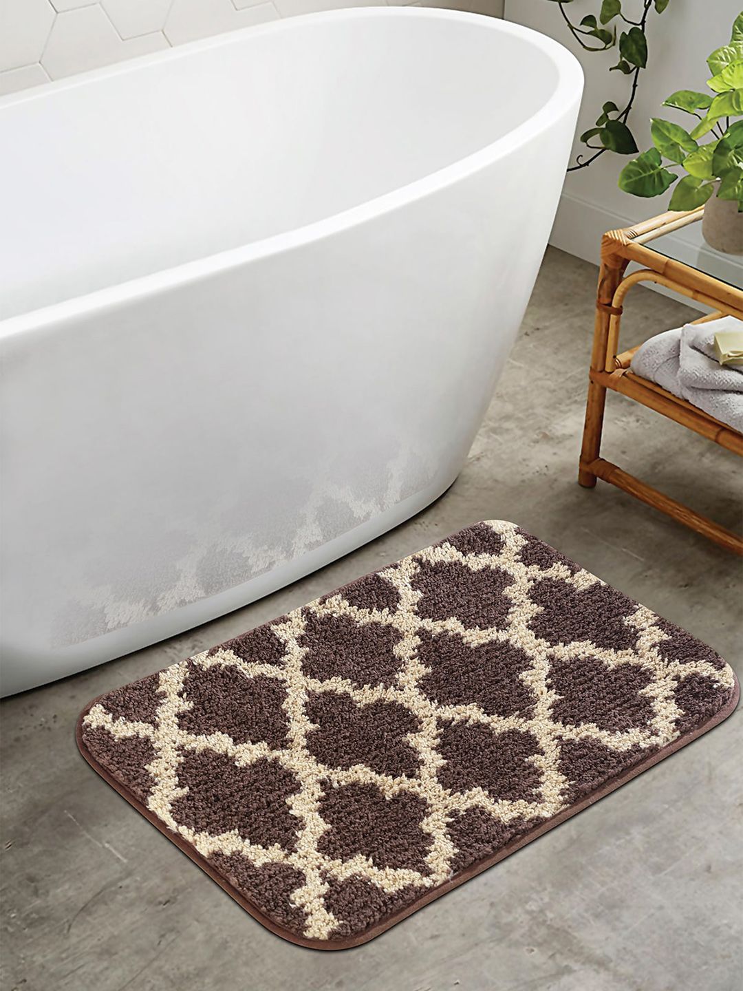 OBSESSIONS Brown 1400 GSM Anti-Skid Bath Rugs Price in India