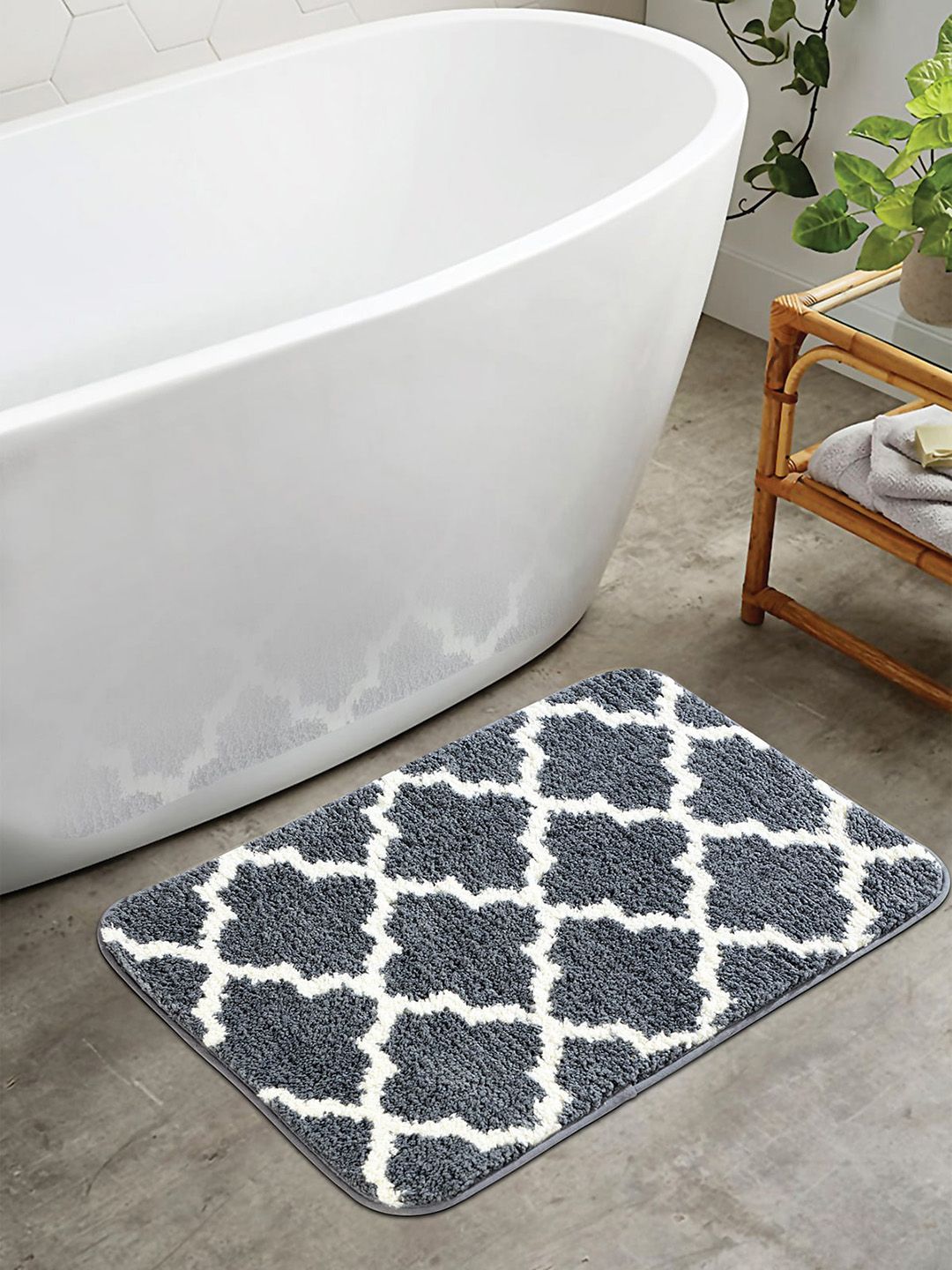 OBSESSIONS Grey 1400 GSM Anti-Skid Bath Rugs Price in India