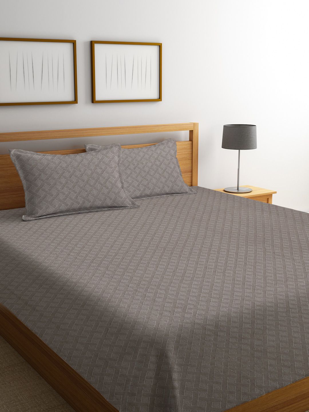 MULTITEX  Grey Solid Cotton Queen Bed Covers Price in India
