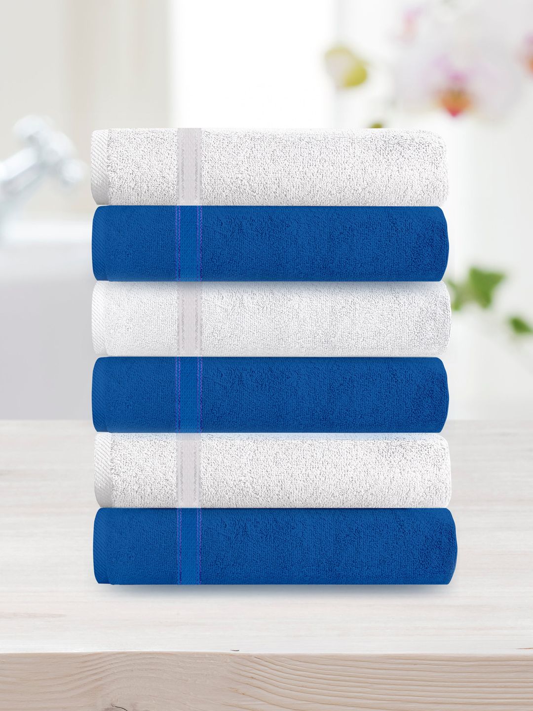 Athome by Nilkamal Set of 6 Solid 370 GSM Cotton Face Towels Price in India