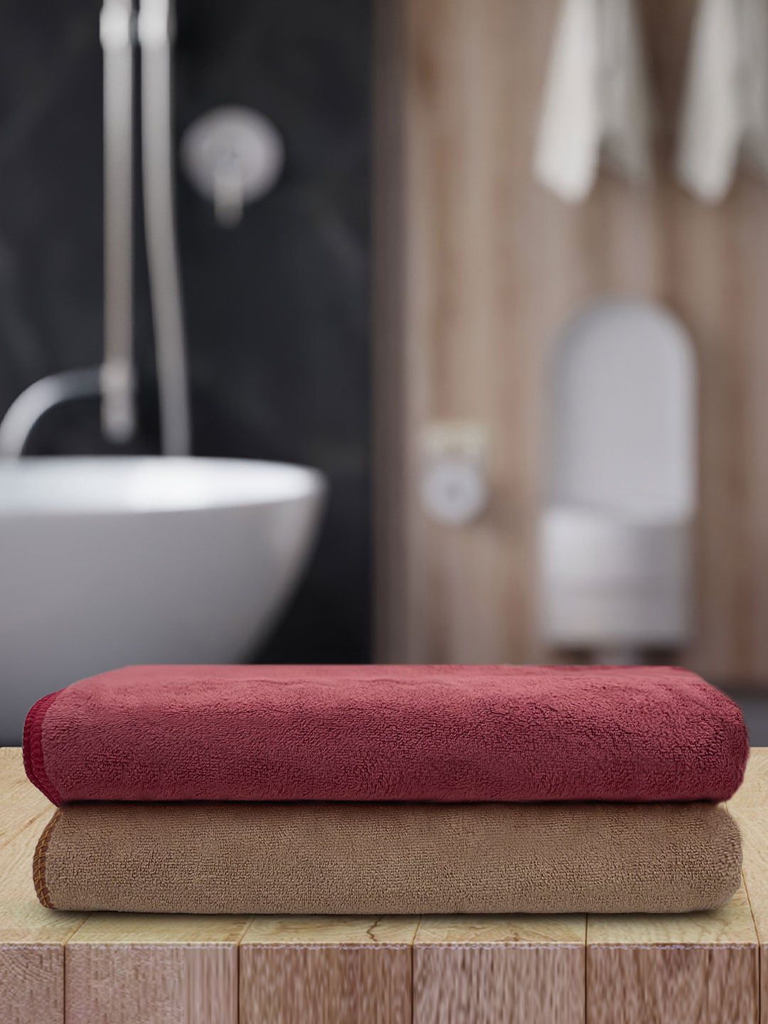 YK Kids Set Of 2 Solid 450 GSM Microfiber Bath Towels