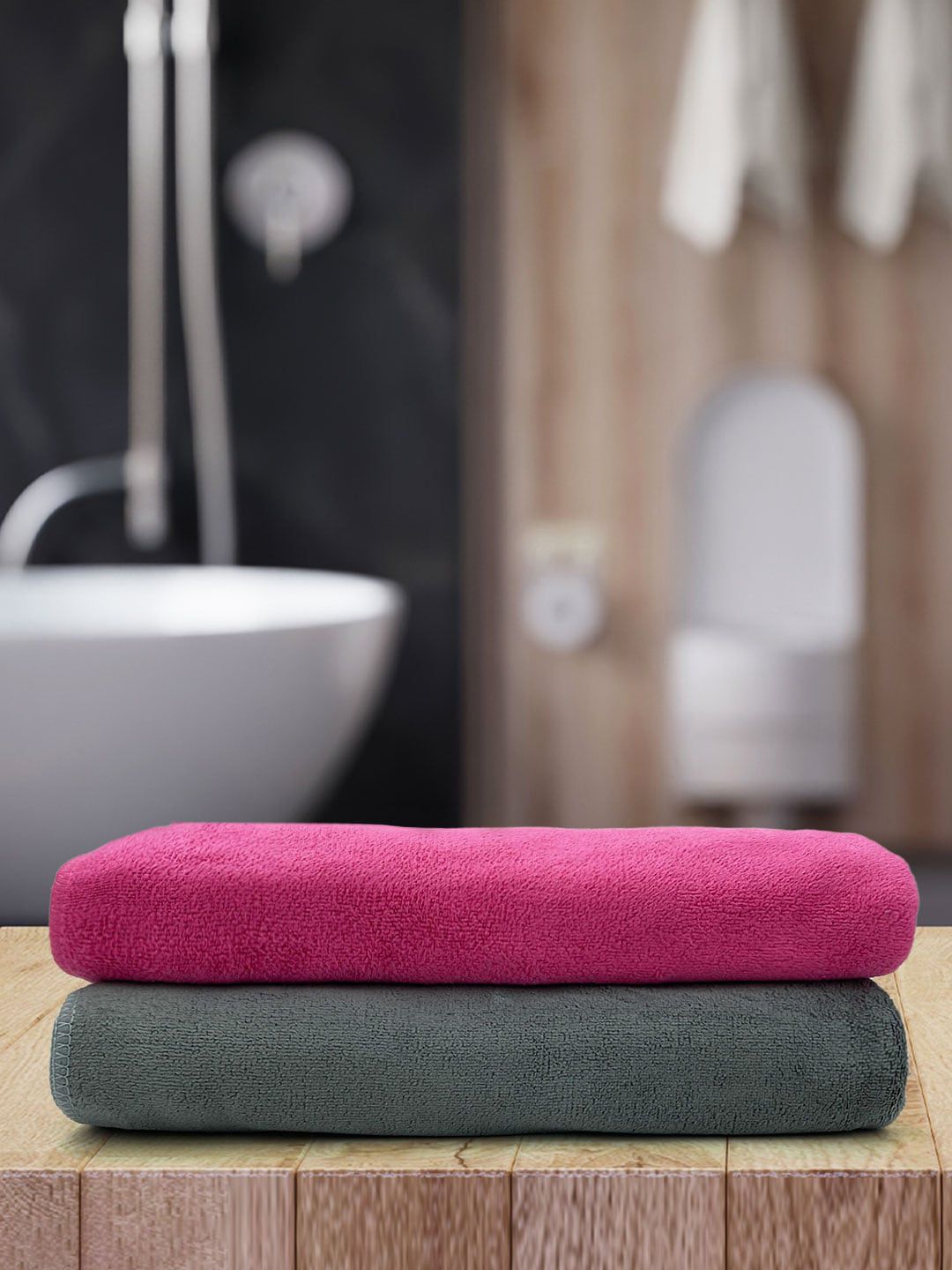 YK Kids Set Of 2 Solid 450 GSM Bath Towels