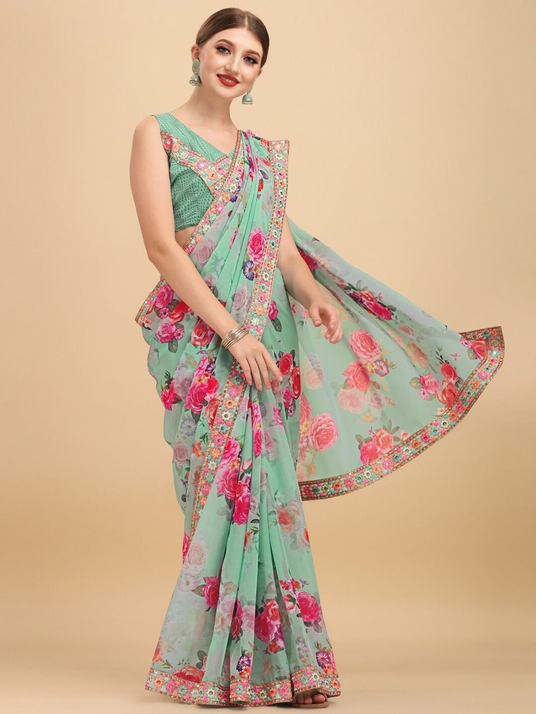 Sangria Women Sea Green Sarees