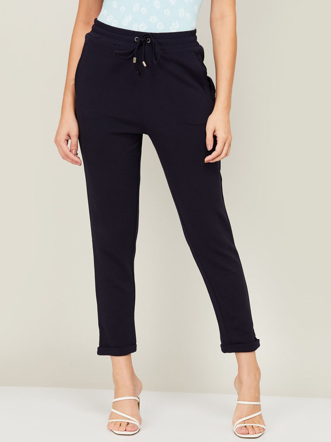 Bossini Women Navy Blue Trousers Price in India