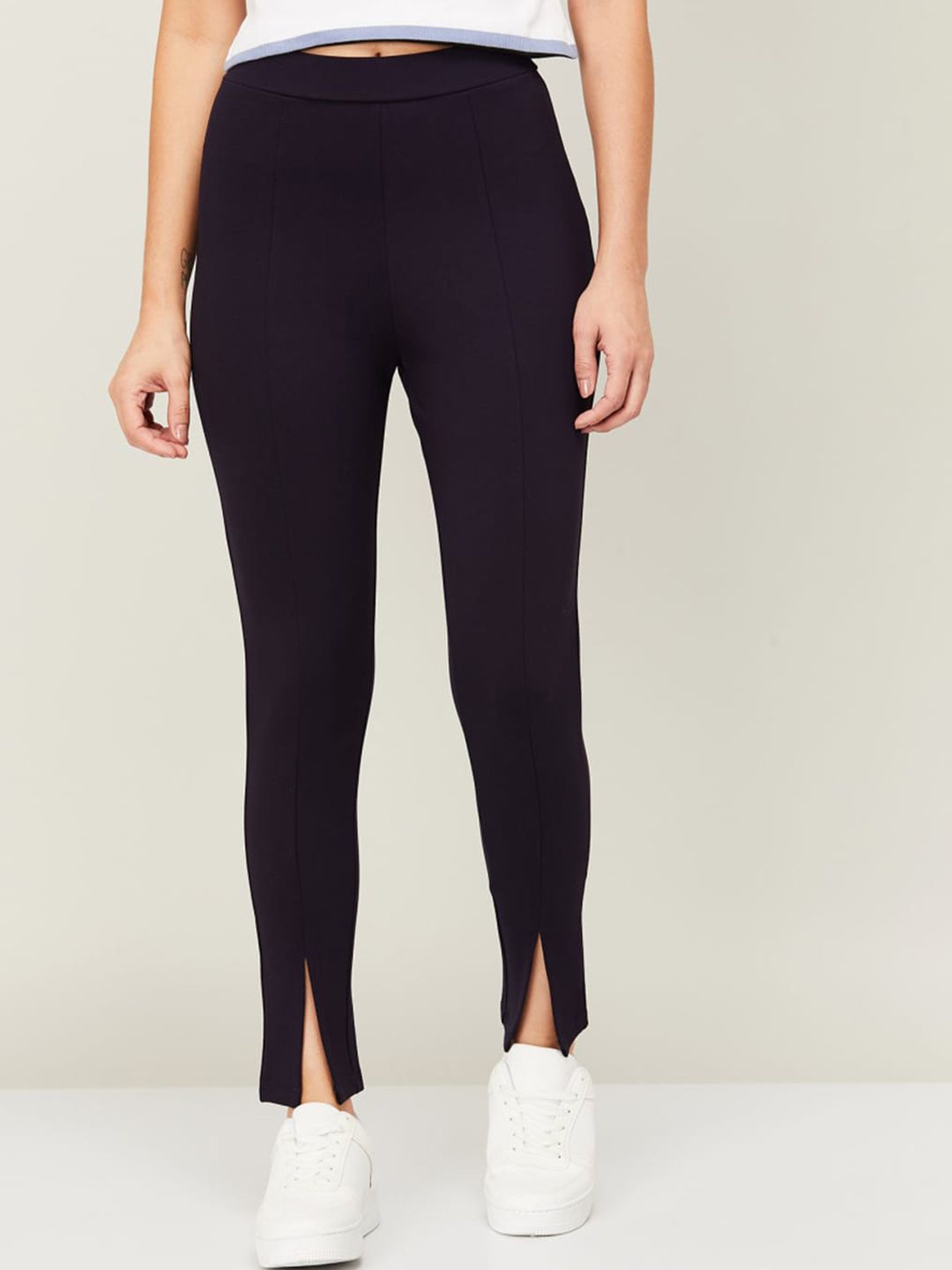 Ginger by Lifestyle Women Navy Blue Trousers Price in India