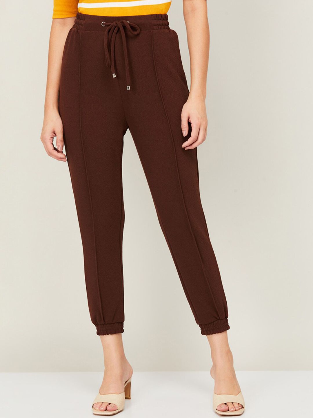 Ginger by Lifestyle Women Brown Joggers Trousers Price in India