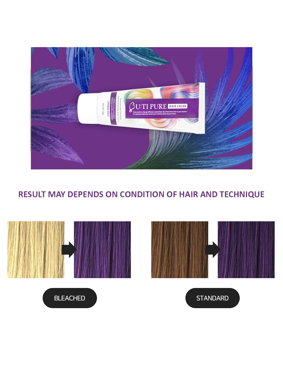 Butipure Semi Permanent Hair Color 60 ml - Luminous Violet Price in India