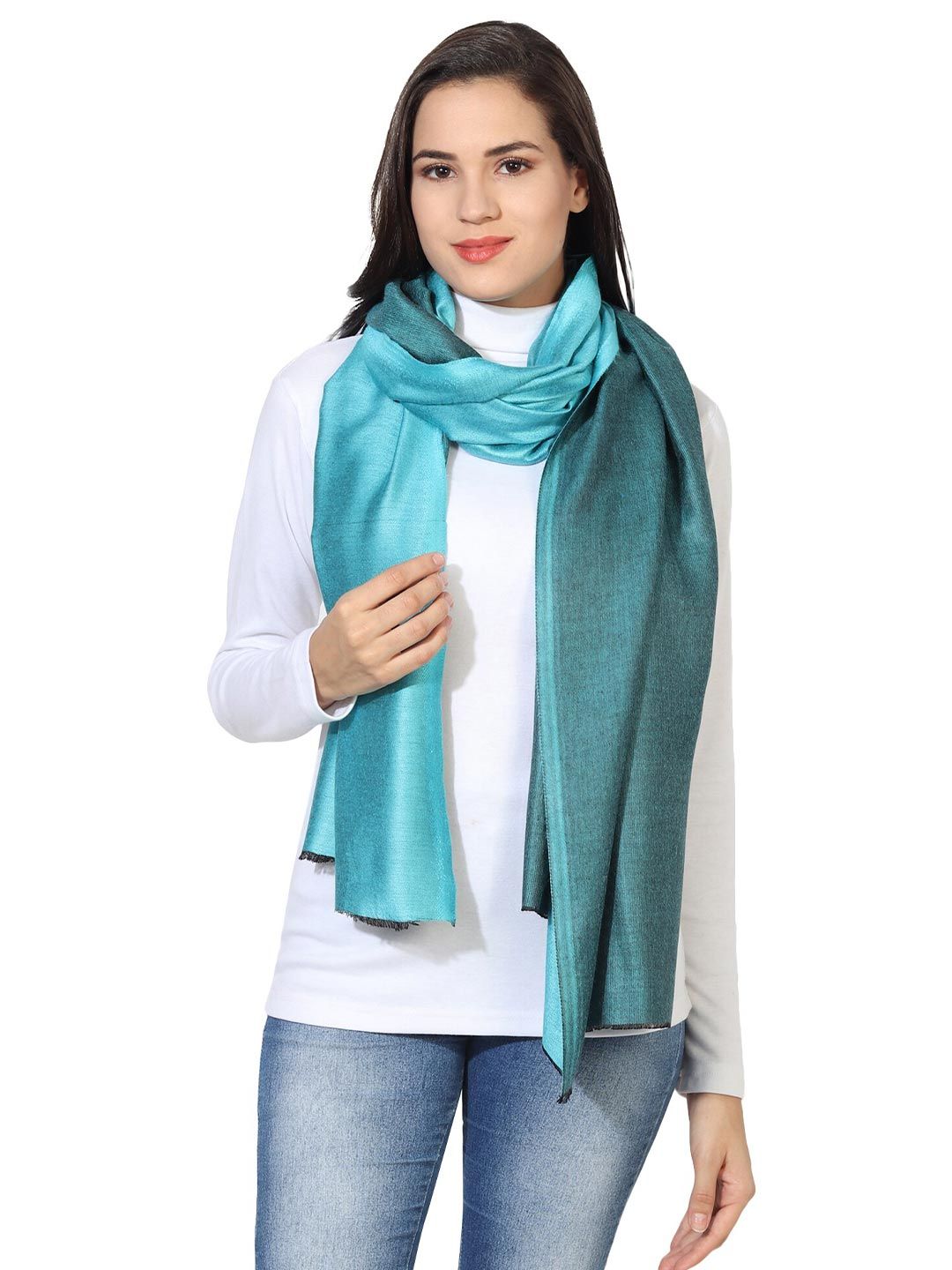 MUFFLY Women Green & Blue Stole Price in India