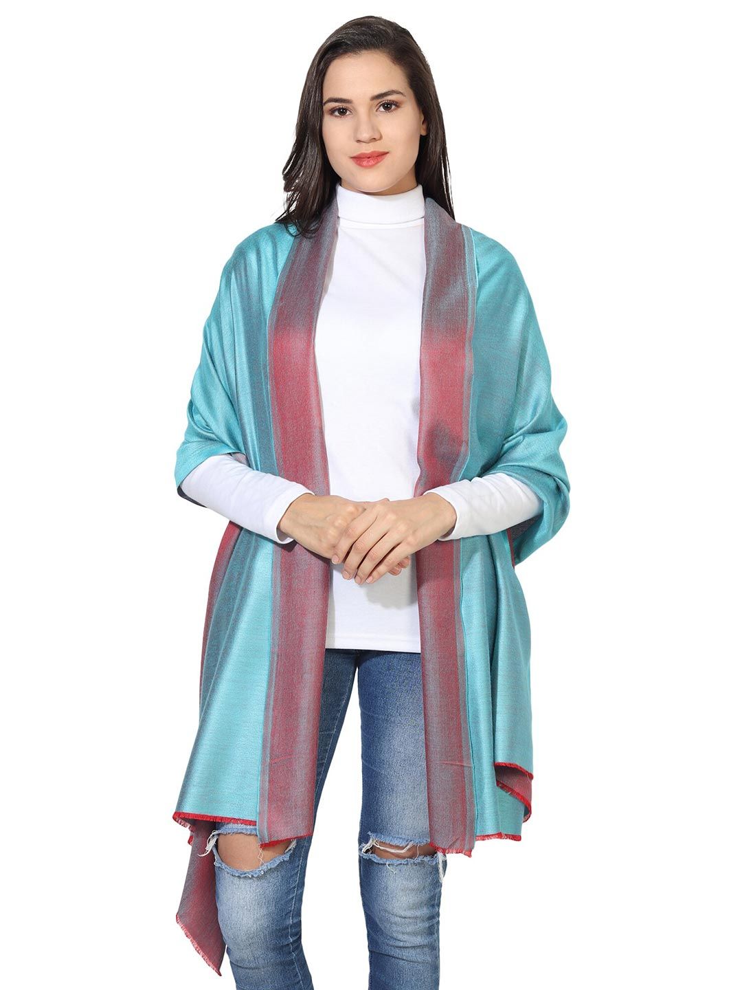 MUFFLY Women Blue & Pink Stole Price in India