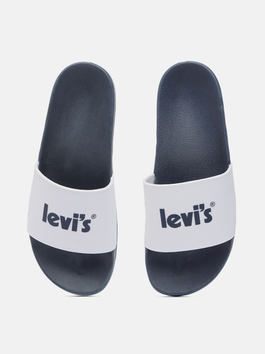 Levis Men White Navy Blue Printed Sliders Price History