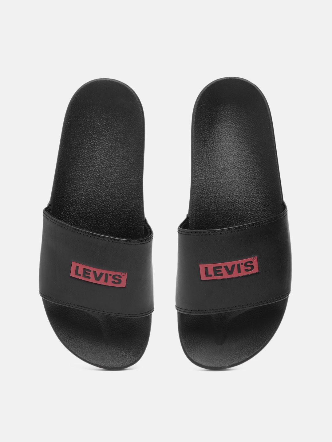 Levis Men Black June Boxtab Brand Logo Printed Sliders Price History