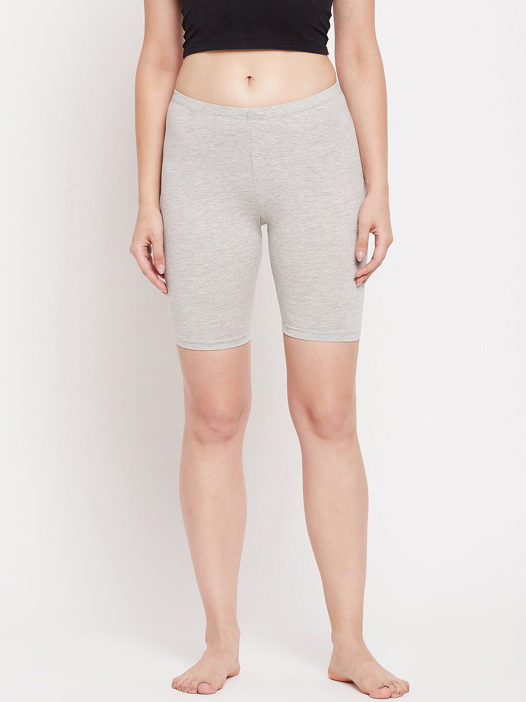 Hypernation Women Grey Melange Lounge Shorts Price in India