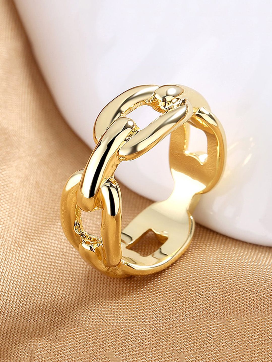 Unwind by Yellow Chimes Gold-Plated Chain Designed Finger Ring Price in India