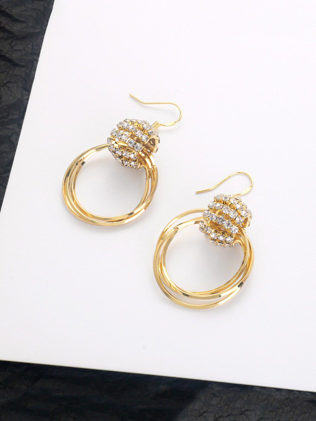 Unwind by Yellow Chimes Gold-Toned Contemporary Drop Earrings Price in India