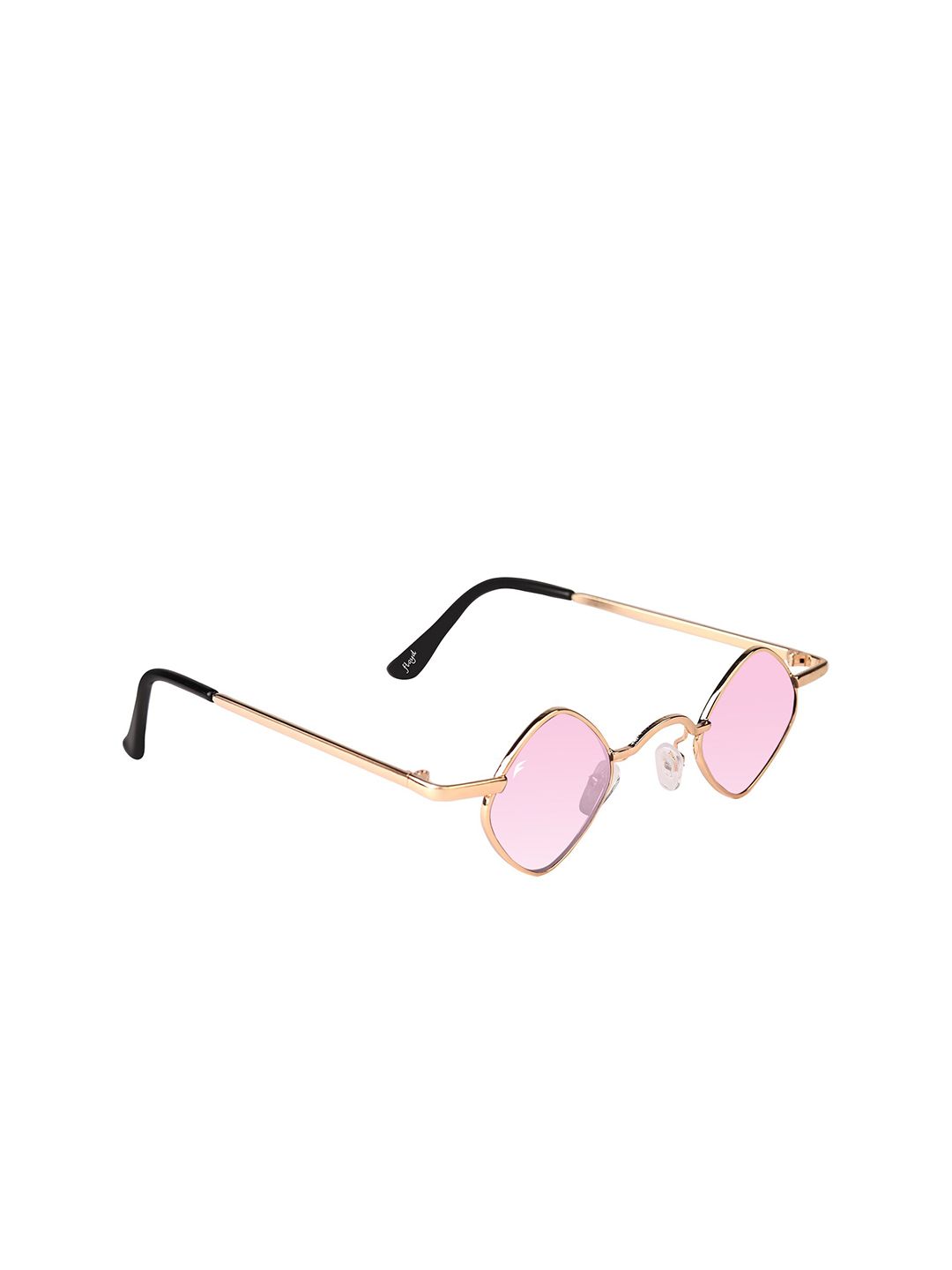 Floyd Unisex Pink Lens & Gold-Toned Rectangle Sunglasses with UV Protected Lens Price in India