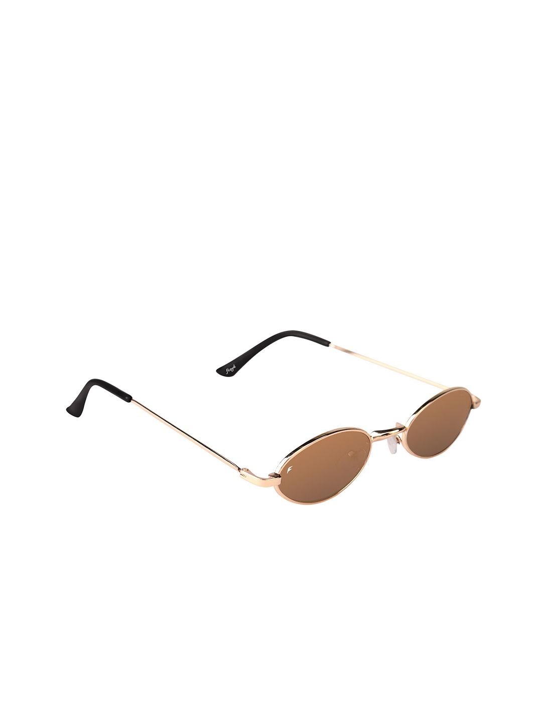 Floyd Unisex Brown Lens & Gold-Toned Oval Sunglasses with UV Protected Lens Price in India