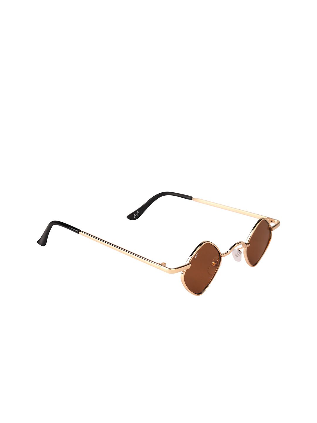 Floyd Unisex Brown Lens & Gold-Toned Rectangle Sunglasses with UV Protected Lens Price in India