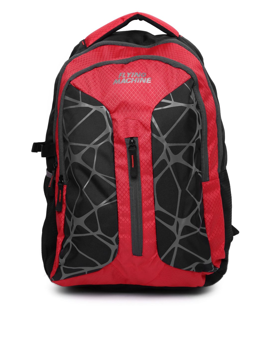 Flying Machine Unisex Black & Red Printed Backpack Price in India