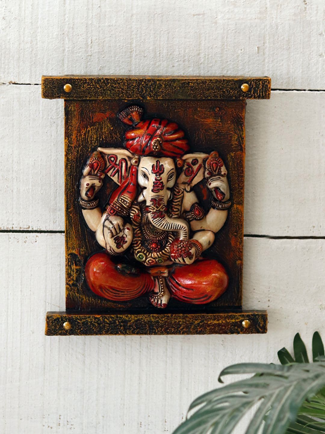 Unravel India Brown  Ganesha On Meditation Wall Art Price in India